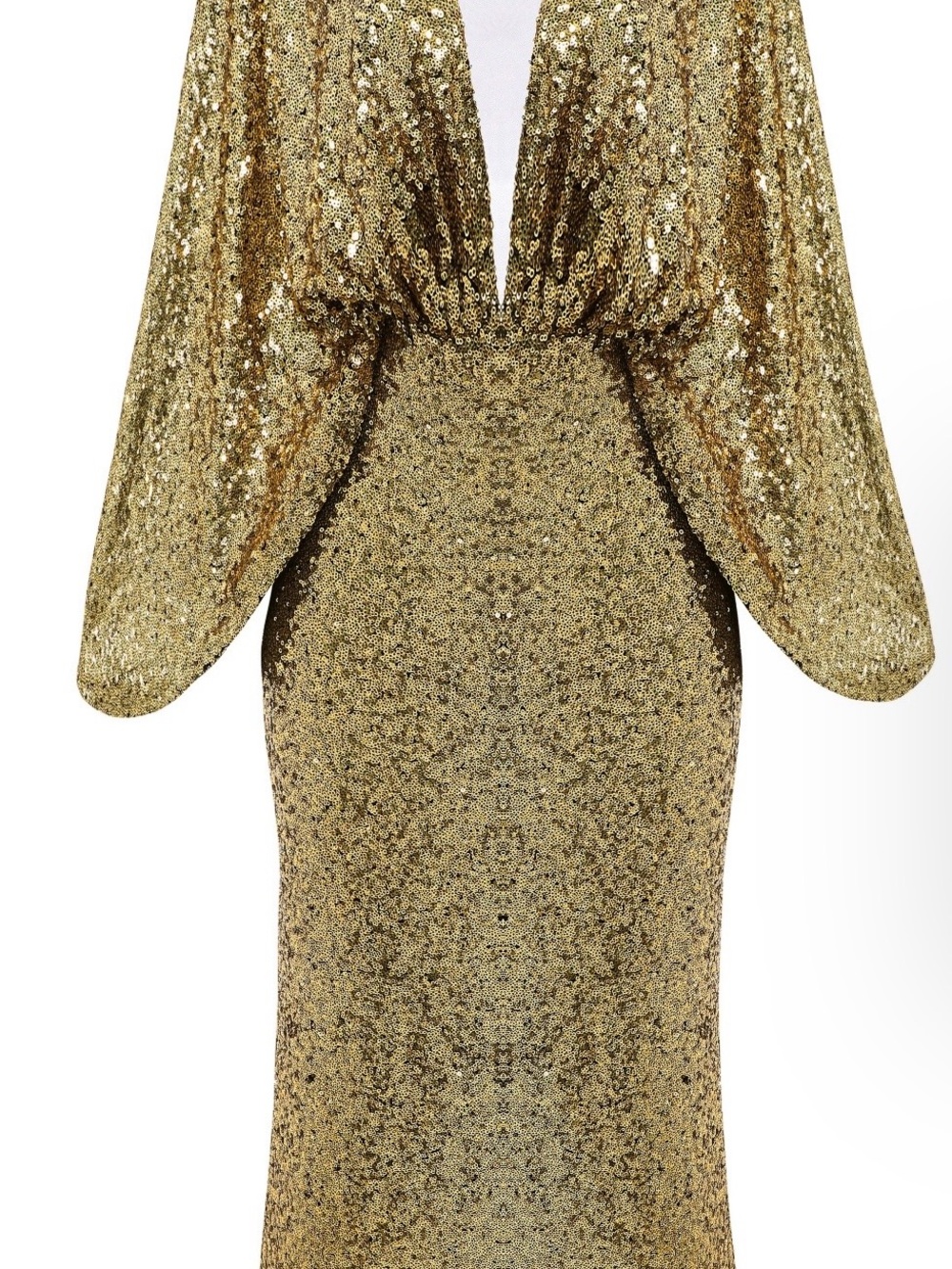 Gold Sequin Cape-Sleeve Prom Dress - Picture 4 of 4